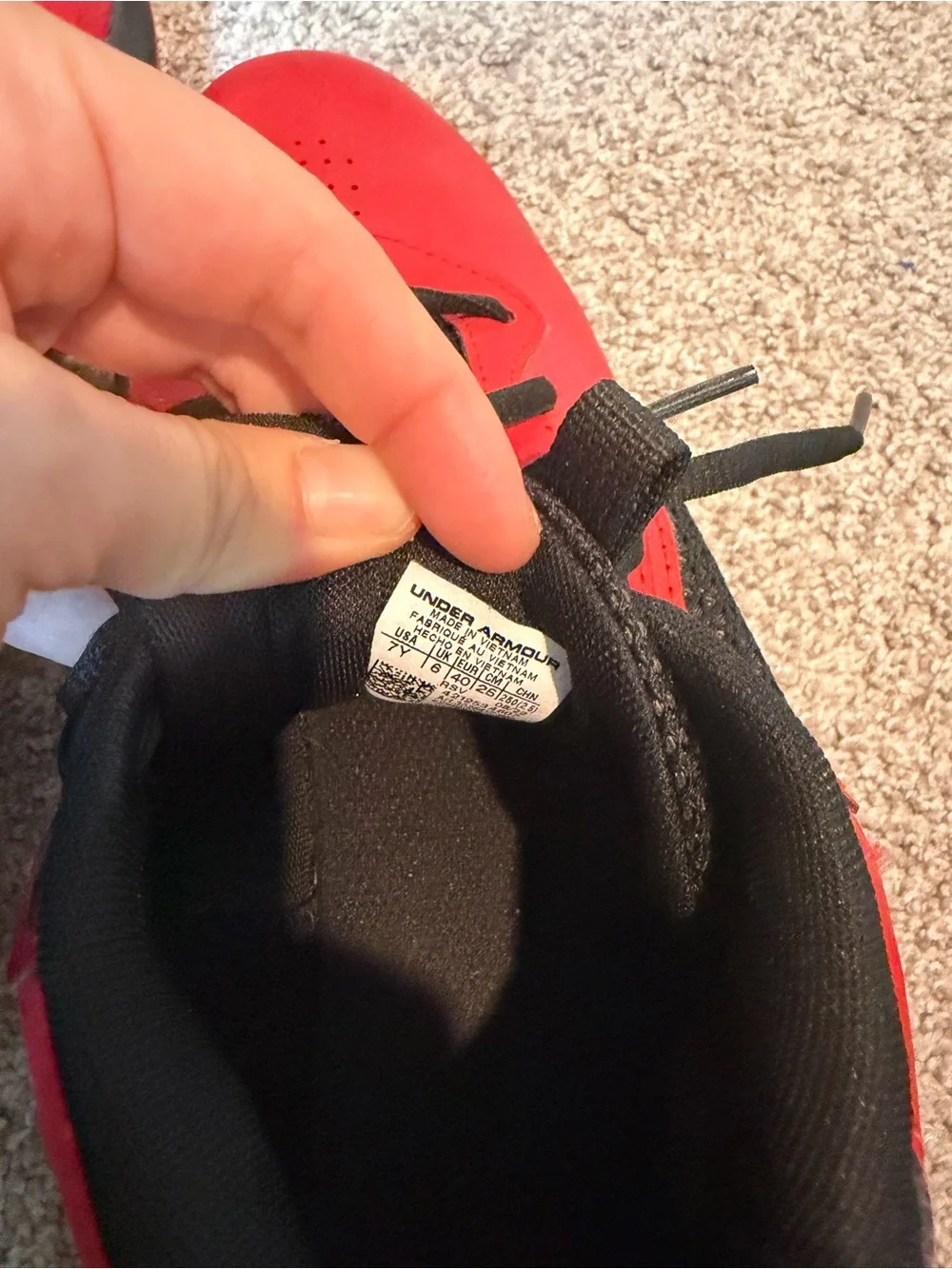 Under Armour Red and Black Boy's Athletic Sneakers